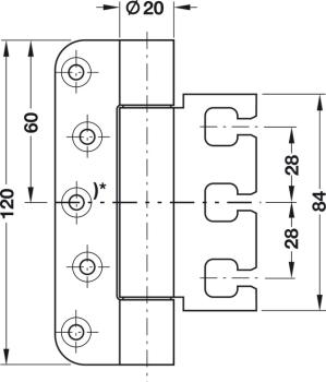 Preview: Objekttürband Edelstahl matt VX 7728/120 für gefälzt-flächenbündige Objekttüren bis 100 kg Simonswerk